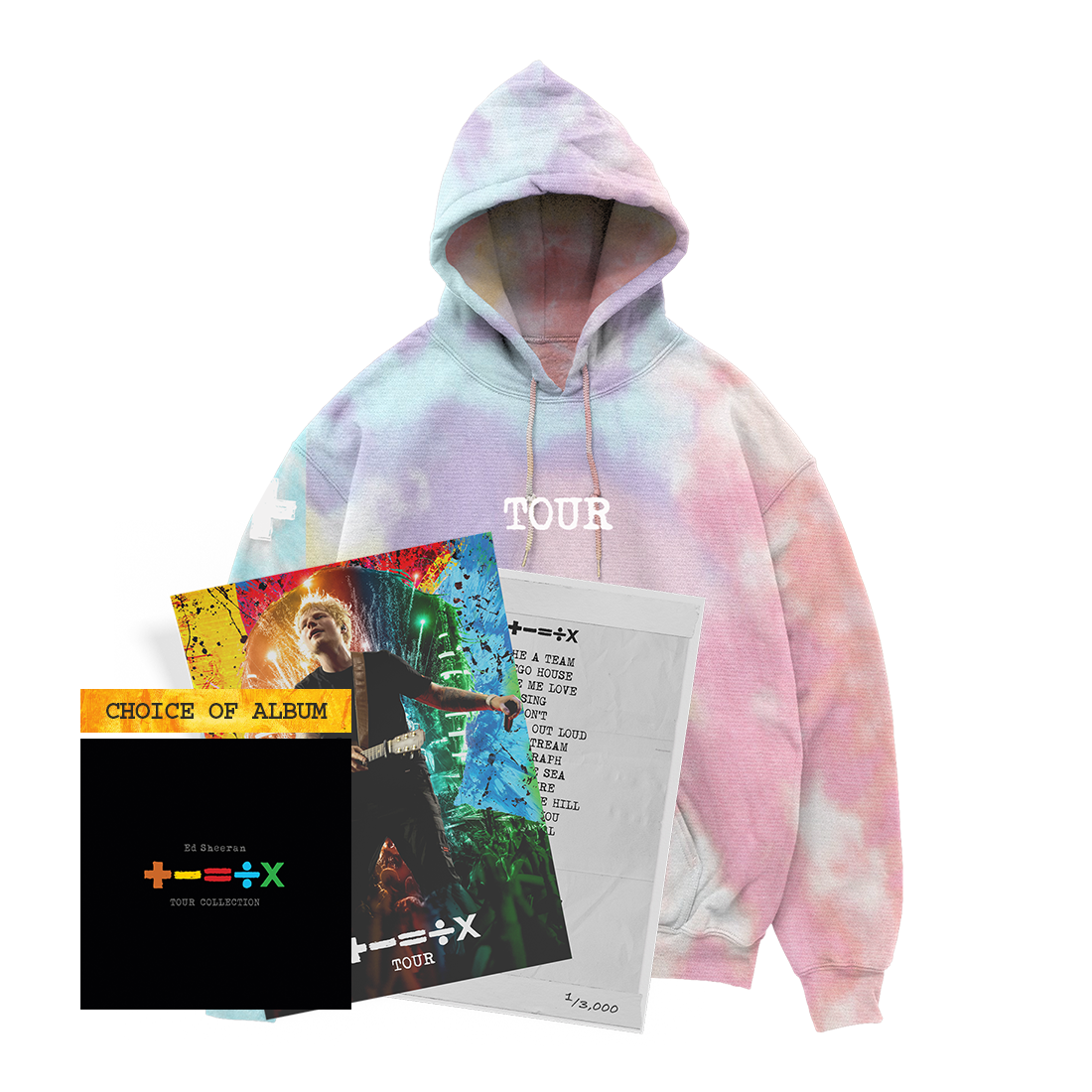 '+-=÷×' Tour Hoodie Tie-dye + choix d'album